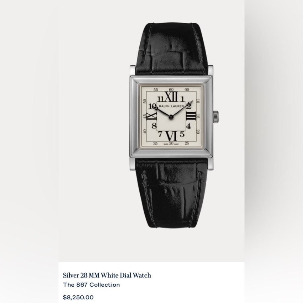 $8250 Ralph Lauren 28mm white dial watch